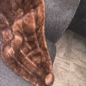 REAL MINK FUR SHAWL . Brown